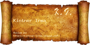 Kintner Irma névjegykártya