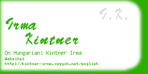 irma kintner business card